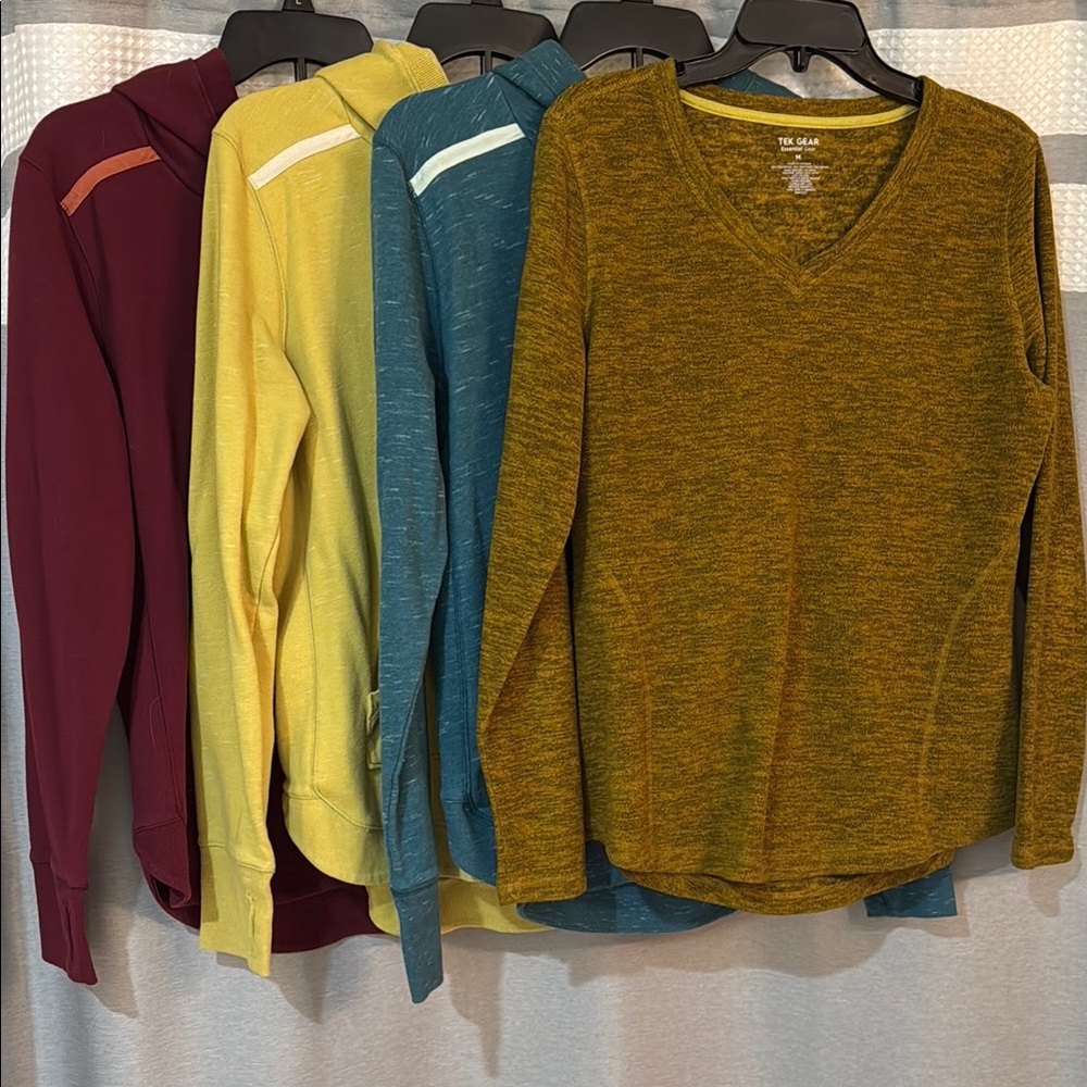 3 Medium Tek Gear Women’s Hoodies & 1 V Neck
